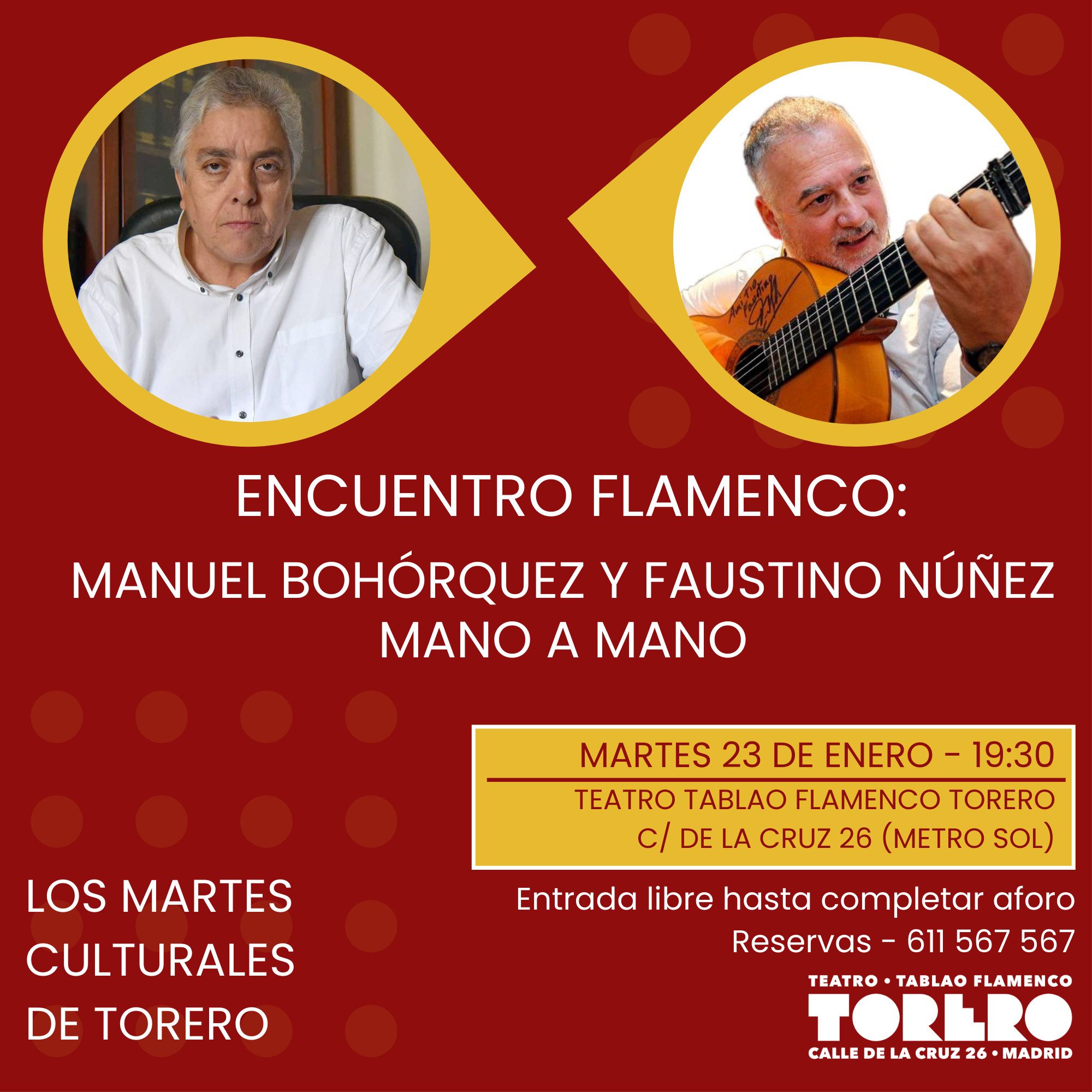 El saber ocupa su lugar en los Martes Culturales de Torero con Manuel Bohórquez y Faustino Núñez