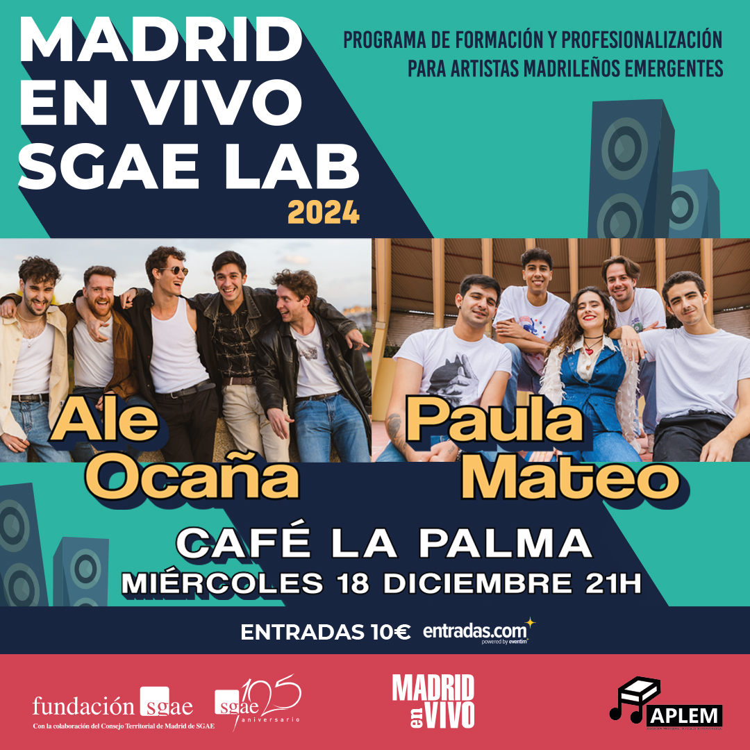 Arisa Vedra y Tus Novias Indie en Siroco, y Ale Ocaña y Paula Mateo en el Café La Palma, los conciertos de MADRID EN VIVO SGAE LAB